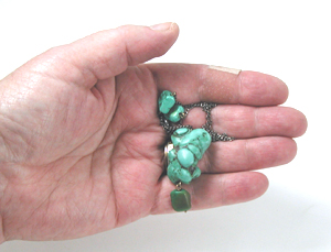 vintage turquoise nugget necklace on 18 inch sterling silver chain