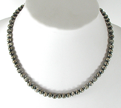 sterling silver adjustable smooth bead necklace with antiqued satin finish excellent condition