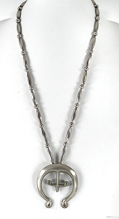 new old stock -  cast sterling silver pendant with bead necklace