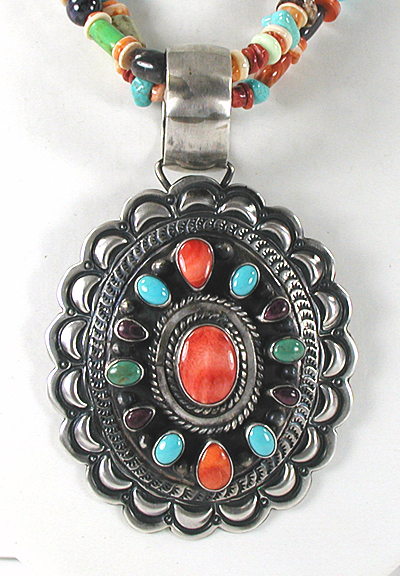 new old stock -  sterling silver multi-stone pendant with gemstone necklace 20 inches