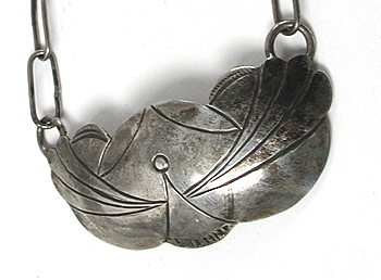 Authentic Native American sterling silver handmade chain necklace with pendant by Navajo artisan Don Chee