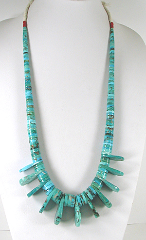 turquoise heishi tab necklace 28 inch