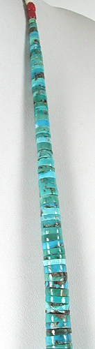 turquoise heishi tab necklace 28 inch