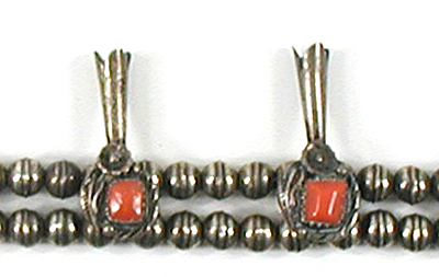 sterling silver and Coral squash blossom necklace 24 inch