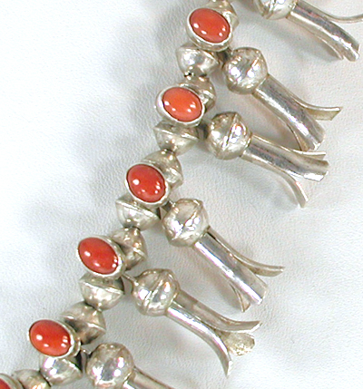 sterling silver and Carnelian Mini Squash Blossom necklace 18 1/2 inch  