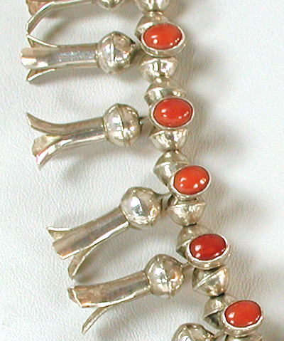 sterling silver and Carnelian Mini Squash Blossom necklace 18 1/2 inch  