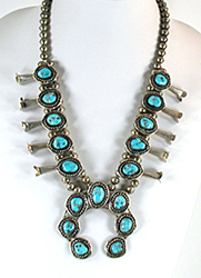 Authentic Native American turquoise squash blossom necklaces