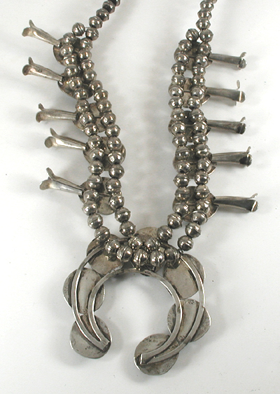 vintage sterling silver and Turquoise Squash Blossom necklace 22 1/2 inch