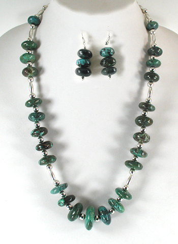 vintage sterling silver and turquoise necklace and earrings set