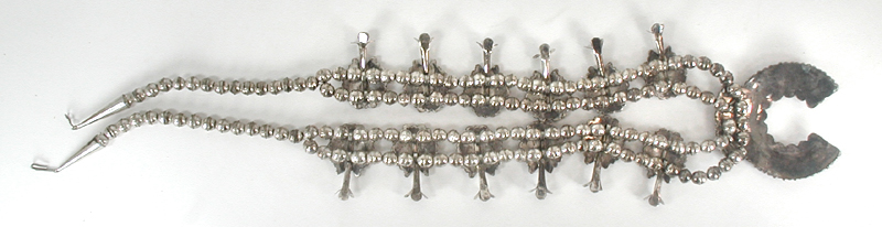 Authentic Native American sterling silver and coral Squash Blossom necklace 27 inch and earrings by Navajo silversmith Paul Jones  