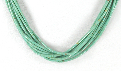 Turquoise Heishi 10 Strand 22 inch Necklace 