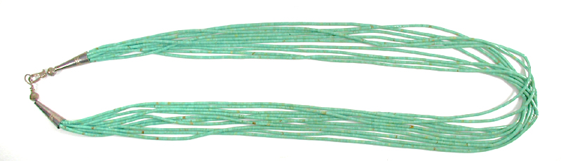 Turquoise Heishi 10 Strand 22 inch Necklace Turquoise Heishi 10 Strand 22 inch Necklace 