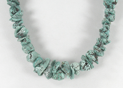 sterling silver and turquoise Nugget necklace 27 1/2 inch