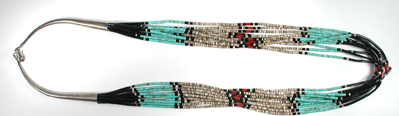 Multi Stone Heishi 10 Strand 28 inch Necklace 