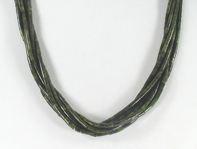 Serpentine Heishi 6 strand 28 inch Necklace 