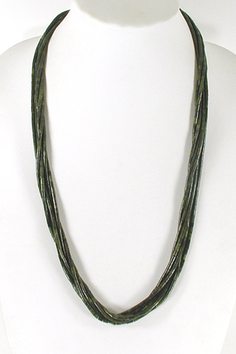 Serpentine Heishi 6 strand 28 inch Necklace