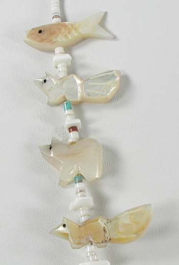 mother of pearl animal fetish necklace 26 inches long