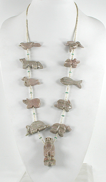 dolomite animal fetish necklace 31 inches long