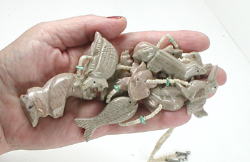 dolomite animal fetish necklace 31 inches long