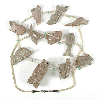 dolomite animal fetish necklace 31 inches long