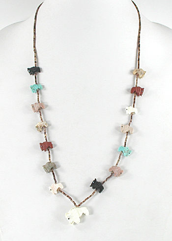 bison fetish necklace by Navajo artisan Hector Goodluck 26 inches long