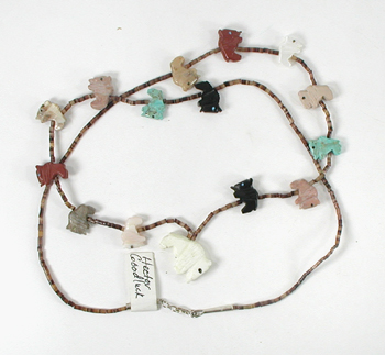 bison fetish necklace by Navajo artisan Hector Goodluck 26 inches long