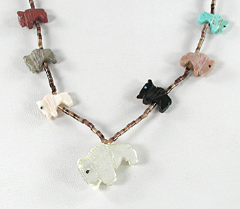 bison fetish necklace by Navajo artisan Hector Goodluck 26 inches long