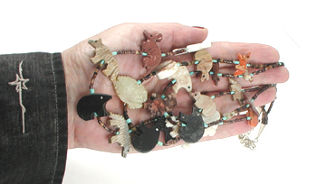 three strand animal fetish necklace 18 inches long