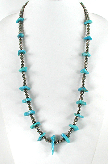 turquoise and bead  necklace 30 inches long