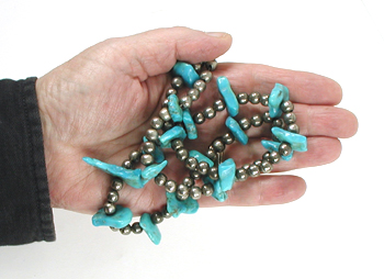turquoise and bead  necklace 30 inches long