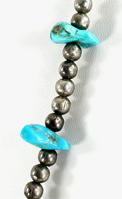 turquoise and bead  necklace 30 inches long