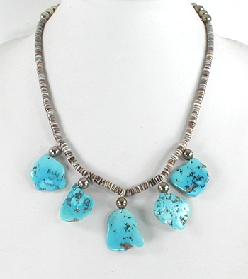 Turquoise, Heishi and Bead Necklace 20 inches long