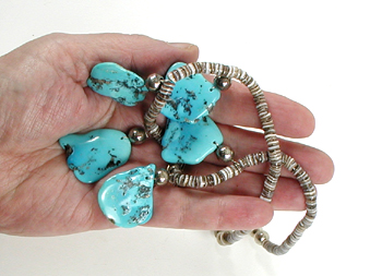 Turquoise, Heishi and Bead Necklace 20 inches long