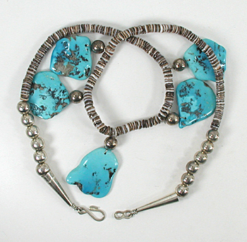 Turquoise, Heishi and Bead Necklace 20 inches long