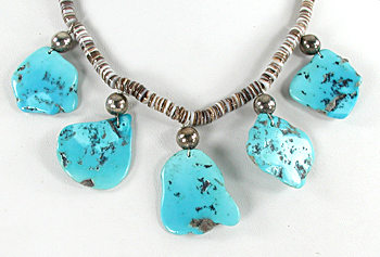 Turquoise, Heishi and Bead Necklace 20 inches long