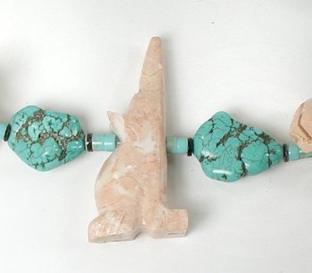 Turquoise nuggets and animals necklace 18 inches long