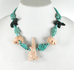 Turquoise nuggets and animals necklace 18 inches long