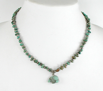 turquoise and bead  necklace 17 1/2 iinches long