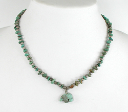 Beads and Turquoise nuggets and animals necklace with bear 17 1/2 inches long