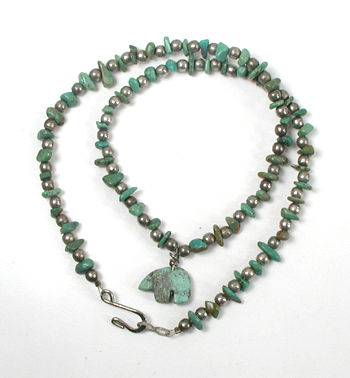 turquoise and bead  necklace 17 1/2 iinches long