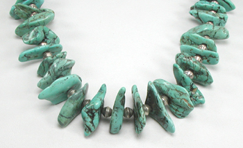 22 inch Turquoise Nugget and Sterling Silver Bead Necklace necklace