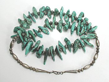 22 inch Turquoise Nugget and Sterling Silver Bead Necklace necklace