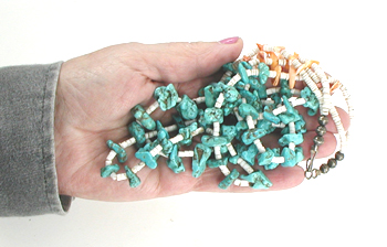 23 inch Turquoise Nugget and melon shell heishi Necklace necklace 23 inches
