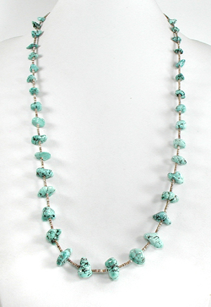 Turquoise Nugget and olive shell heishi Necklace necklace 29 inches