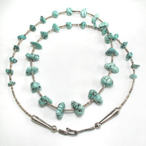Turquoise Nugget and olive shell heishi Necklace necklace 29 inches