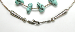 29 inch Turquoise Nugget and olive shell heishi Necklace necklace 29 inches