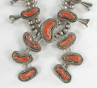 sterling silver coral squash blossom necklace 24 1/2 inches long