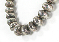 Graduated Stamped sterling silver Bead Necklace 30 inches long