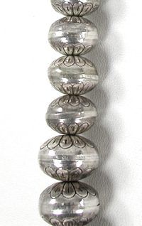 Graduated Stamped sterling silver Bead Necklace 30 inches long