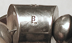 Graduated Stamped sterling silver barrel bead necklace 26 inches long with turquoise pendant